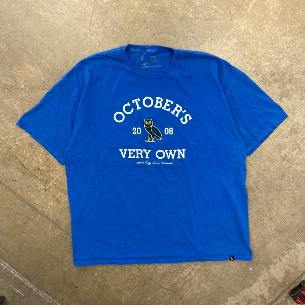 OVO October's Very Own Drake Owl 2008 Collegiate College Blue T-Shirt Size XXL
